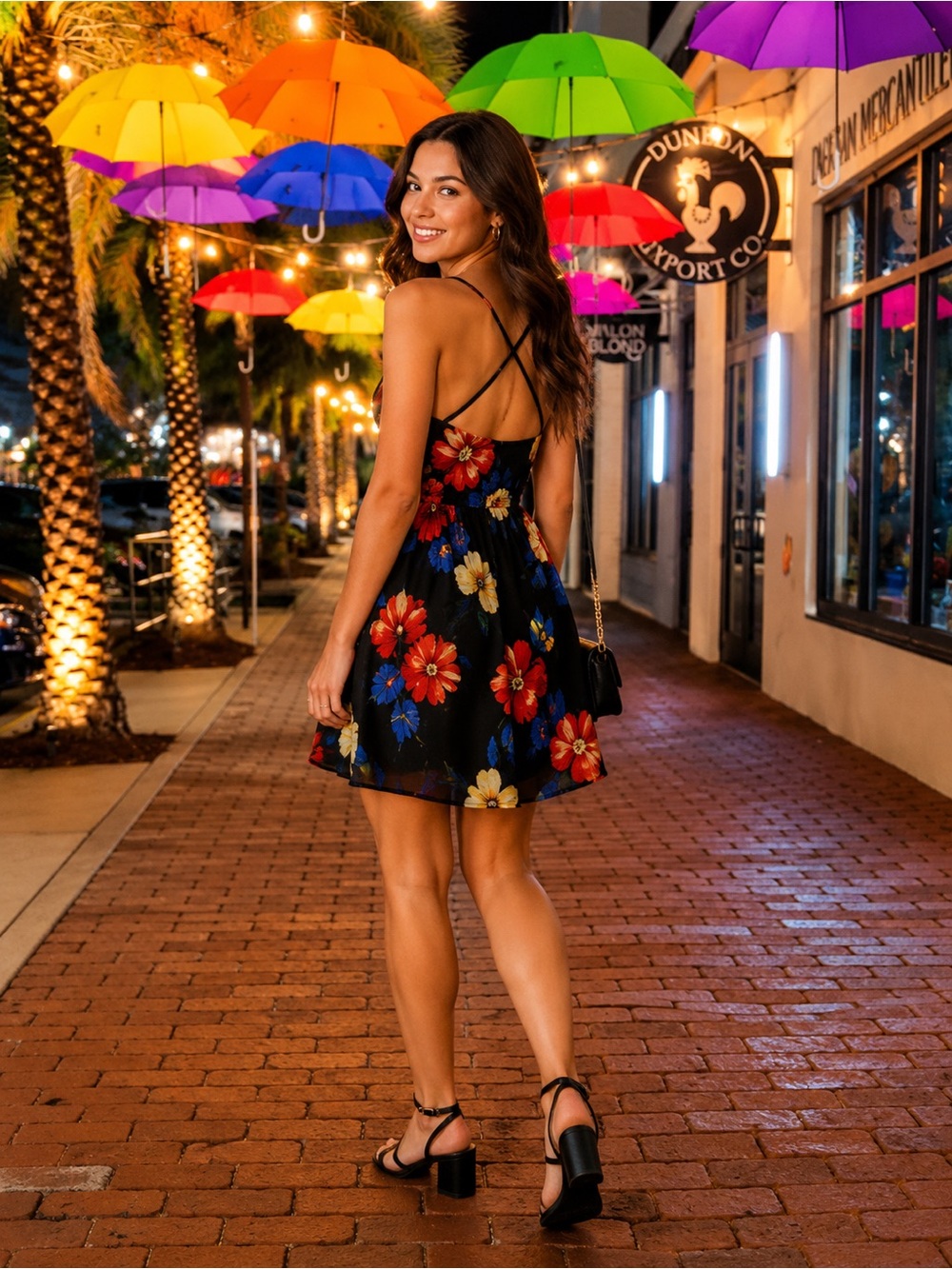 American Eagle Floral Mini Dress Black Sweetheart Neck Smocked Back Pockets XS